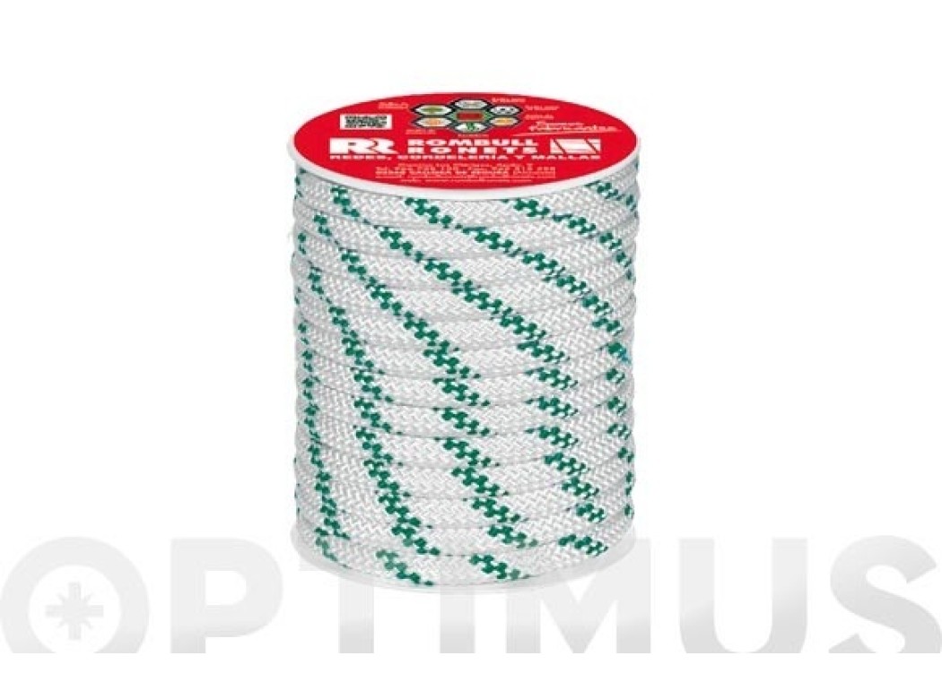 Cuerda polipropileno trenzada con alma Ø 6 mm 50 mt blanco rombull