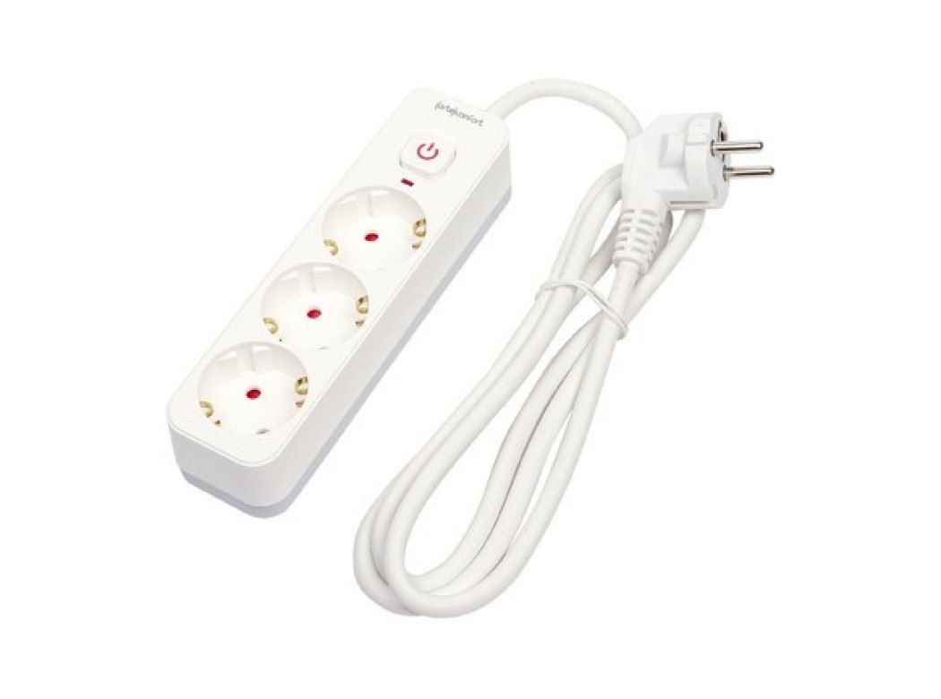 Base multiple con interruptor blanco 3 tomas 1,5mt arteconfo