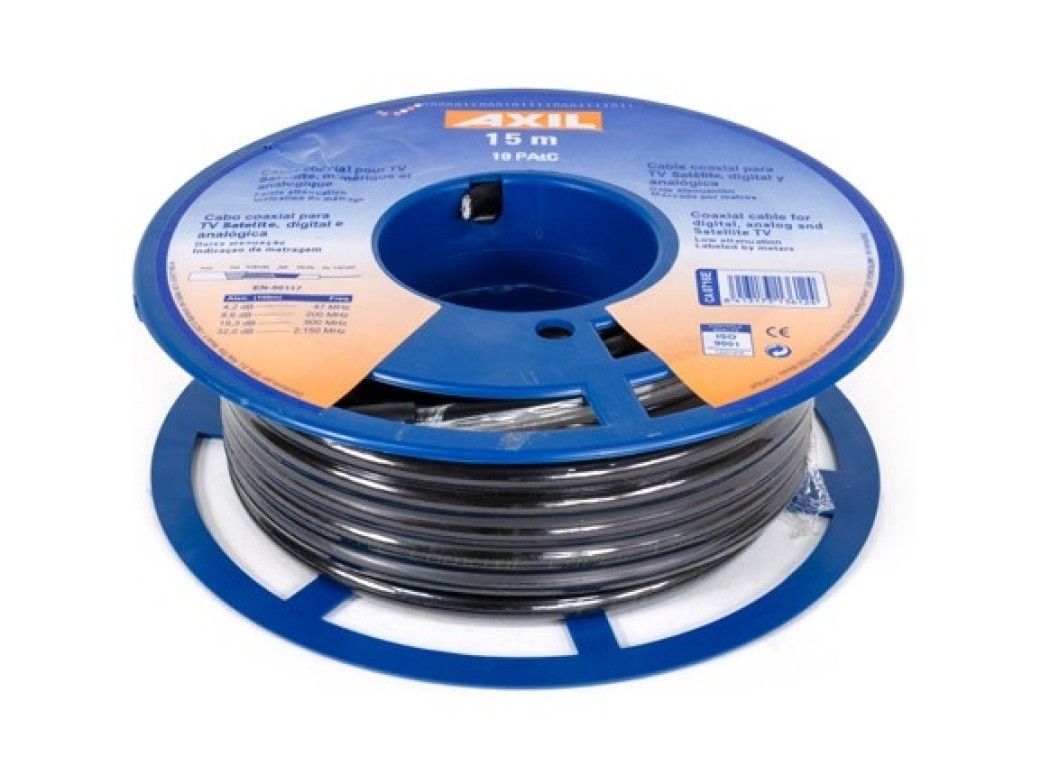 Cable coaxial 19patc colgable negro 15 mt axil