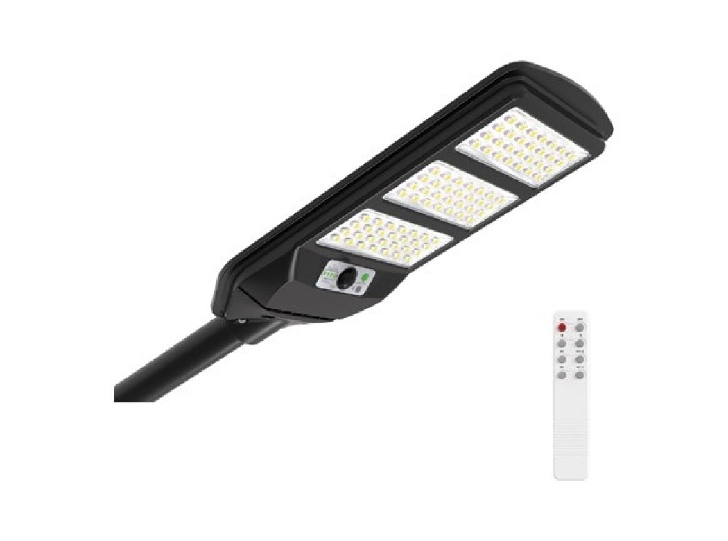 Farola solar industrial negro sensor pir 12w 1500lm 6500k ip