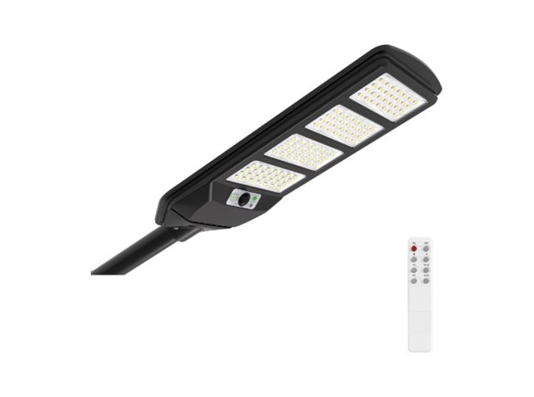 Farola solar industrial negro sensor pir 15w 2000lm 6500k ip