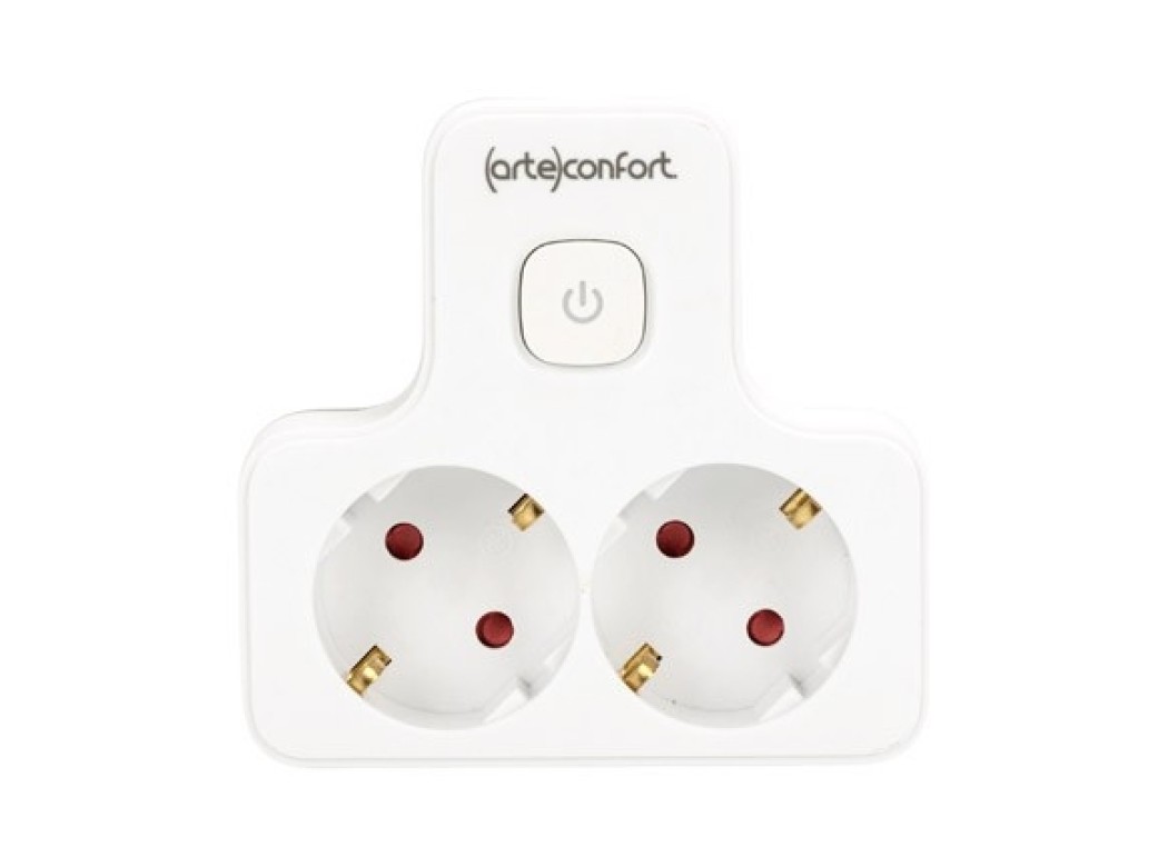 Ladron uno a dos con interruptor blanco 16a 250v ip20 arteco