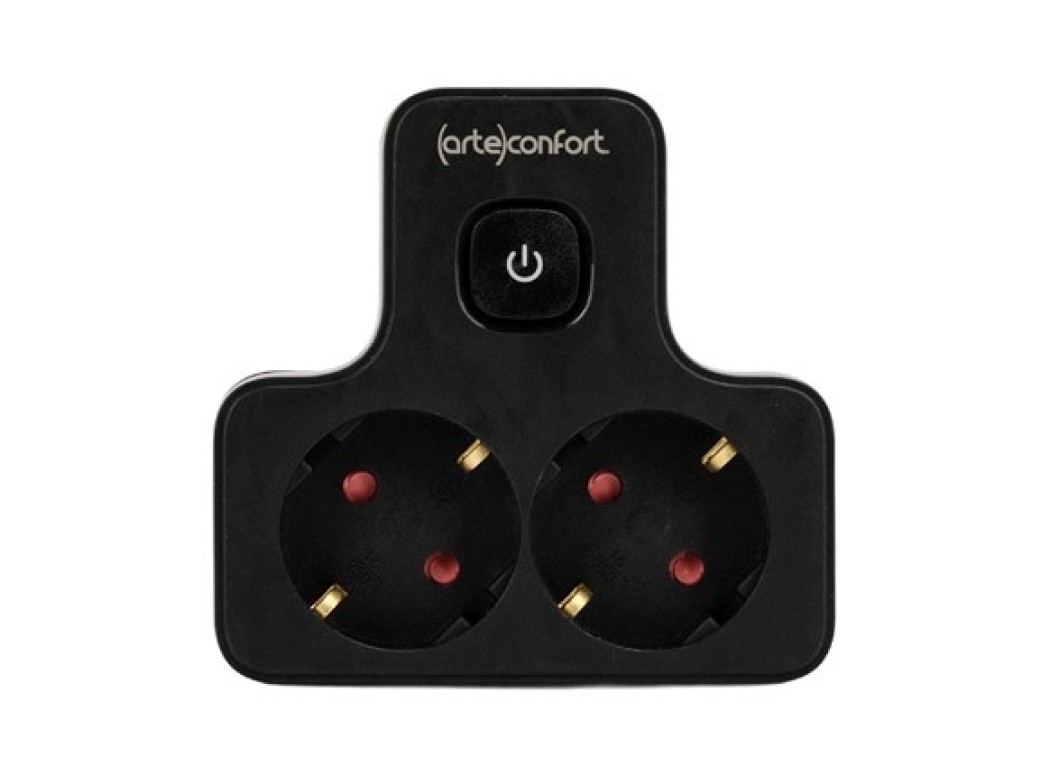 Ladron uno a dos con interruptor negro 16a 250v ip20 artecon