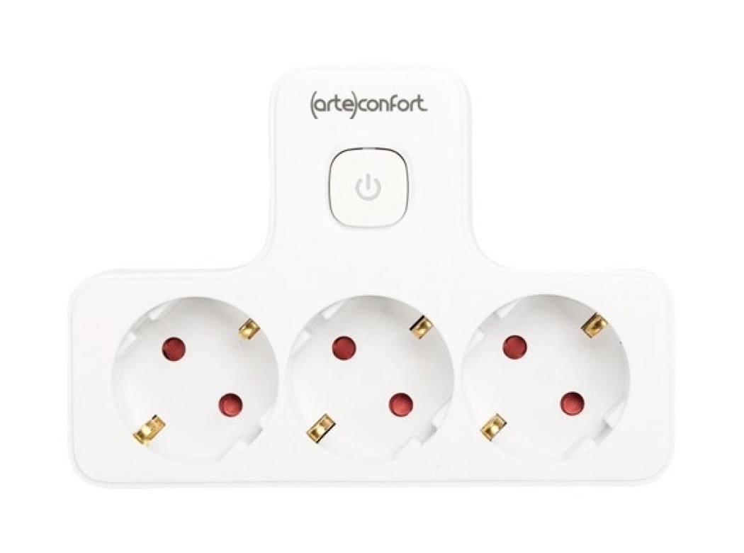 Ladron uno a tres con interruptor blanco 16a 250v ip20 artec