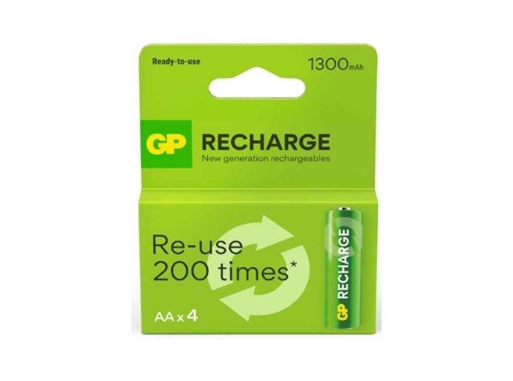 Pila recargable recharge 4 unid lr06 aa 1300 mah gp
