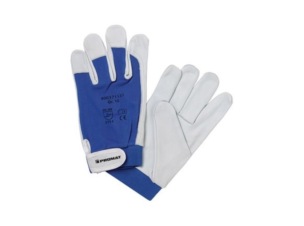Guante piel napa donau gris/azul t 9 promat
