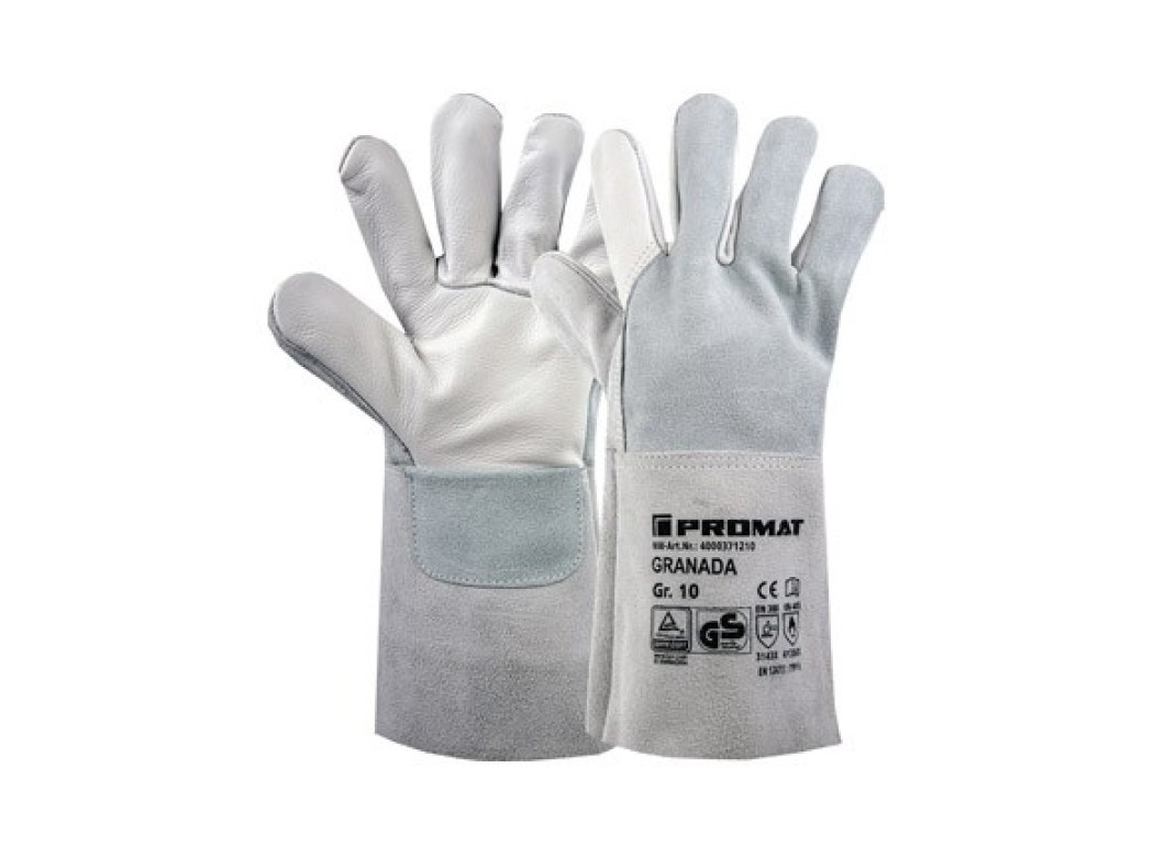 Guante piel serraje soldador granada gris t 10 promat