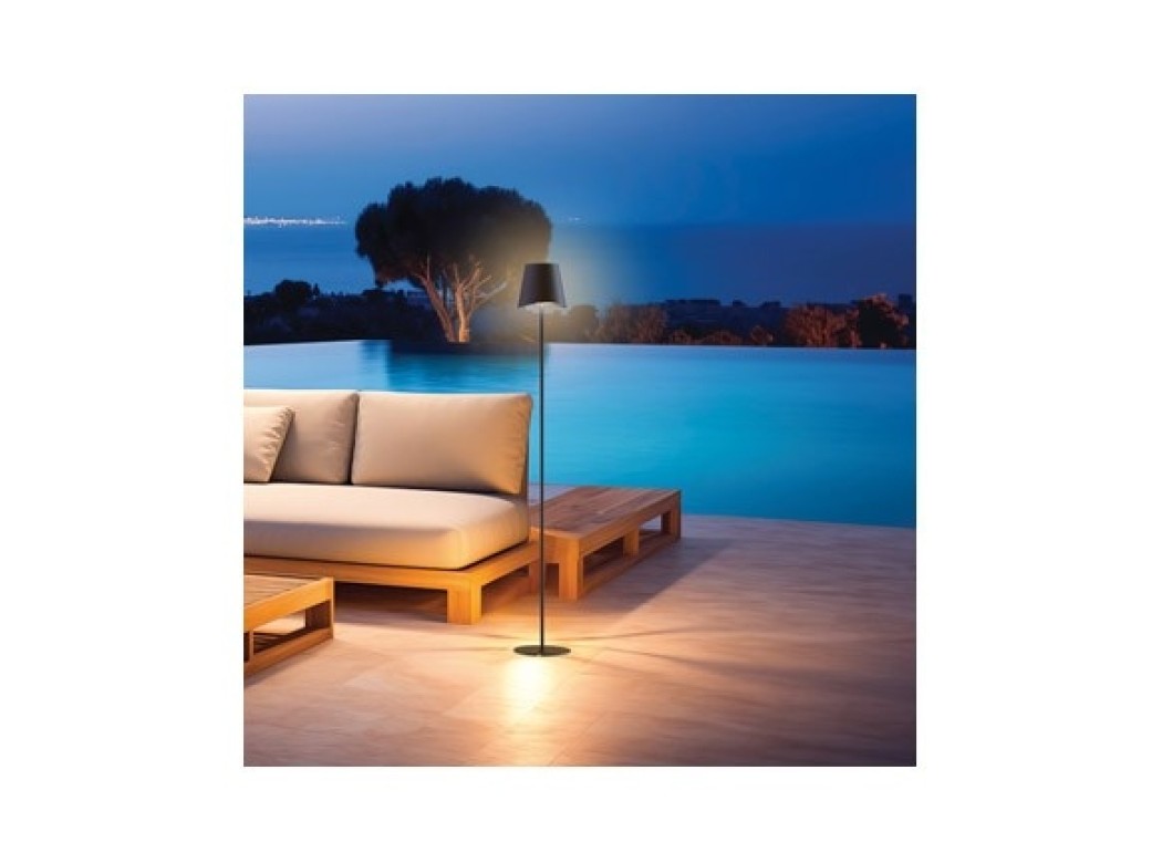 Lampara de pie de metal negro 130cm usb recargable 400 lm cc