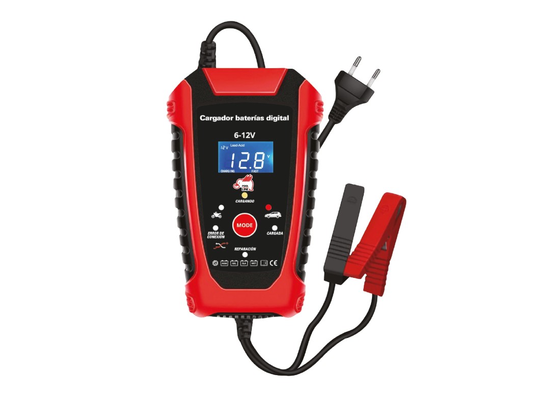 Cargador baterias coche 12v y moto 6v pool line