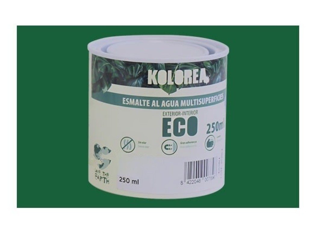 Esmalte al agua eco satinado 250 ml verde hierba kolorea