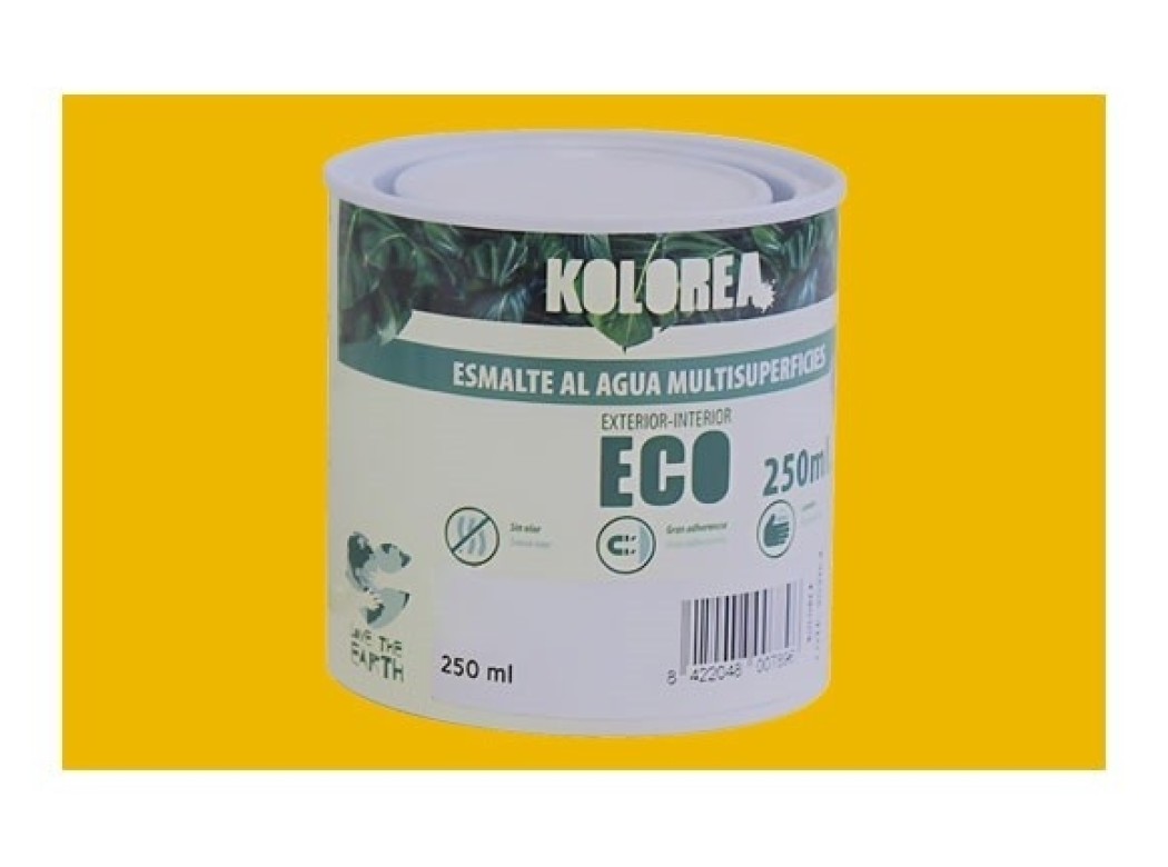 Esmalte al agua eco satinado 750 ml amarillo real kolorea