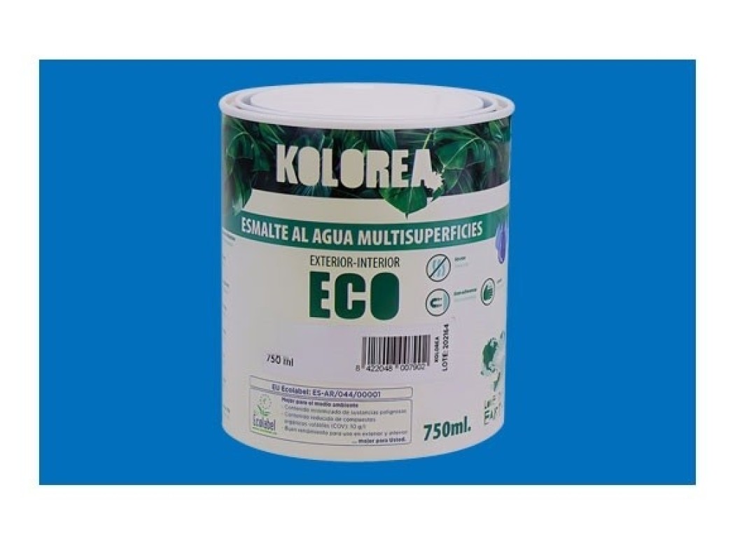 Esmalte al agua eco satinado 750 ml azul luminoso kolorea