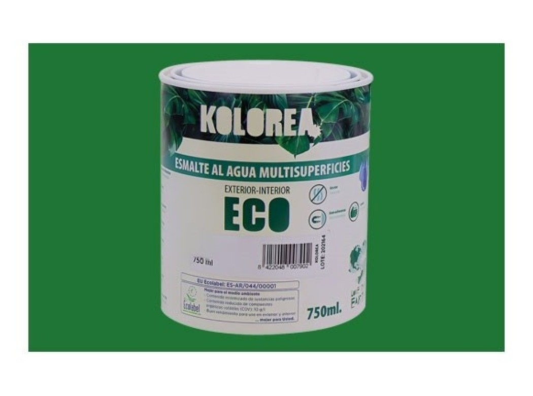 Esmalte al agua eco satinado 750 ml verde primavera kolorea