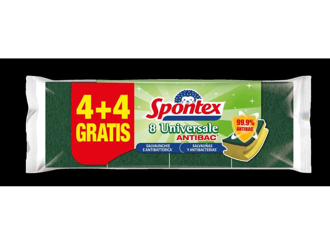 Estropajo fibra / salvauÑas (4+4 uds) antibacterias spontex