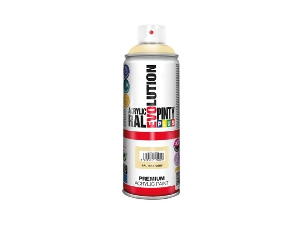Pintura spray acrilica evolution brillo 520 cc ral 1014 marfil pintyplus