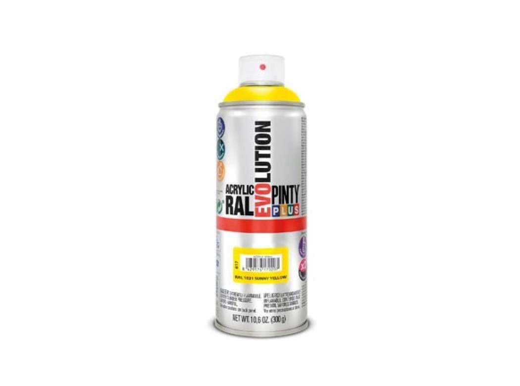 Pintura spray acrilica evolution brillo 520 cc ral 1021 amarillo colza pintyplus