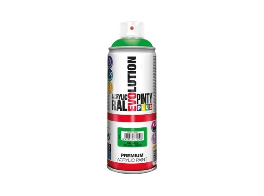 Pintura spray acrilica evolution brillo 520 cc ral 6018 verde amarillento pintyp