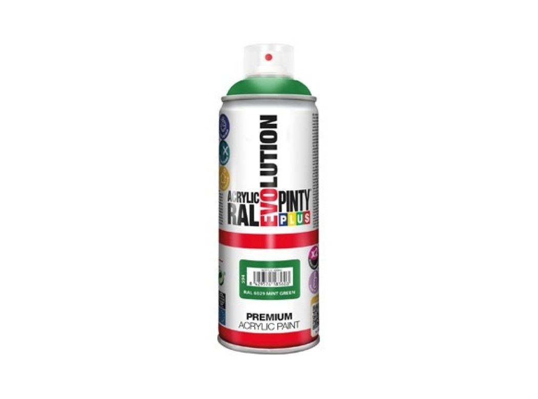 Pintura spray acrilica evolution brillo 520 cc ral 6029 verde menta pintyplus