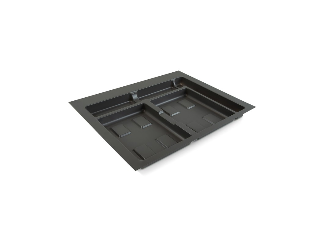 Emuca Base para contenedores de cajón cocina Recycle, 2 huecos, módulo 700mm, Plástico gris antracita