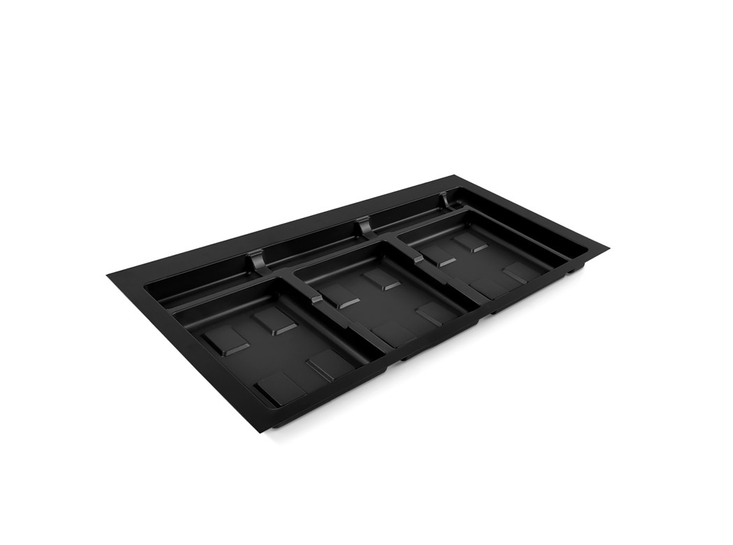 Emuca Base para contenedores de cajón cocina Recycle, 3 huecos, módulo 900mm, Plástico, Negro
