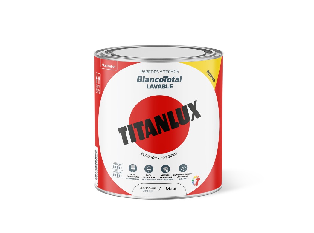 Pintura plastica interior exterior blanco total mate 750 ml blanco titanlux
