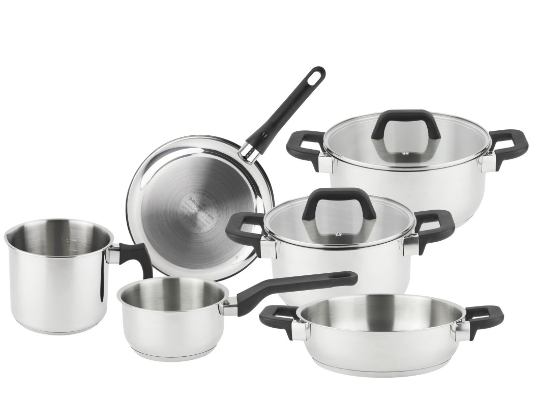 Bateria acero inox tapa cristal induccion magnific (6 piezas+2tapas) magefesa