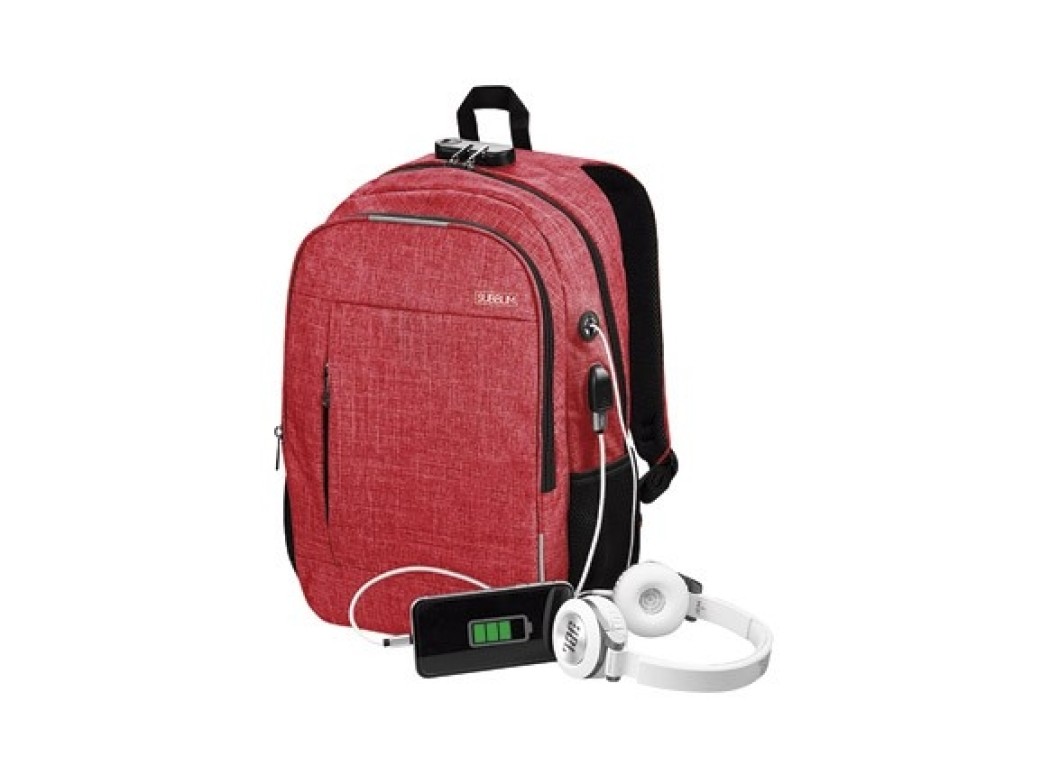 Mochila para portatil antirrobo urban lock 16´ rojo subblim