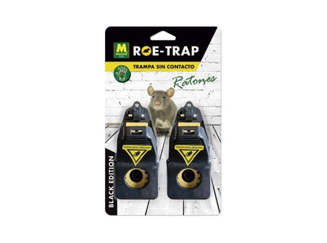 Trampa mecanica roe-trap ratones black edition 5 x 11 cm 2 uds masso