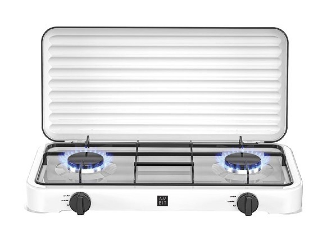 Cocina camping gas con tapa 2 fuegos ambit