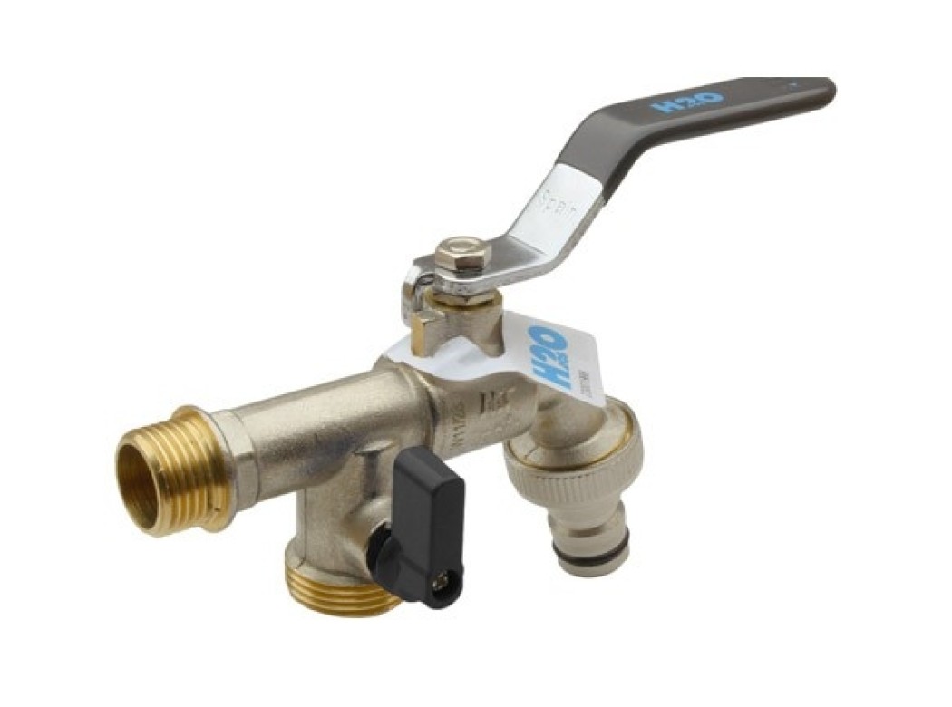 Grifo esfera jardin pn-16 enchufe rapido 1/2´ x 3/4´ x 3/4´ dos salidas h2o