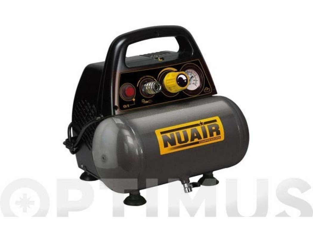 Compresor s/aceite ol195 nuair 1,5 hp-6l