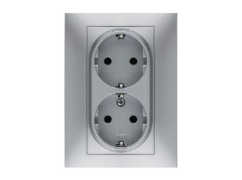 Base enchufe elec 16a-250v doble schuko tt empotrar abs alum