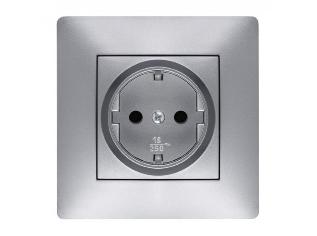 Base enchufe elec 16a-250v schuko tt empotrar abs alum habit