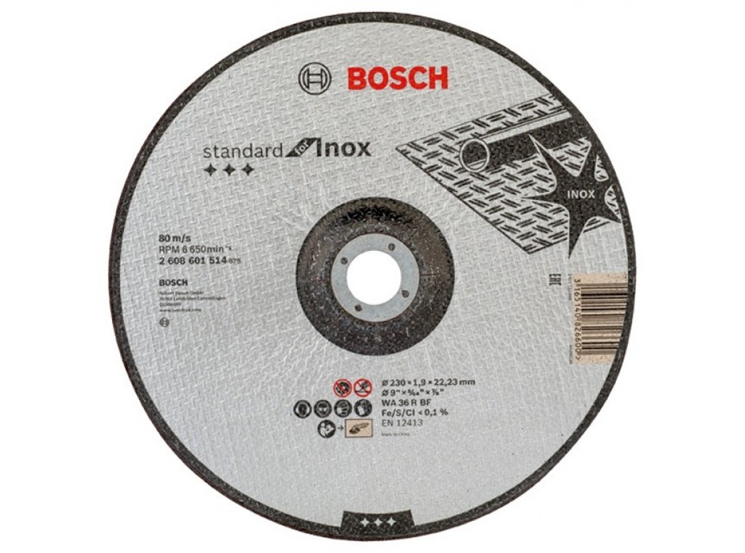 Disco corte inox concavo 230x1,9x22,23mm standard bosch