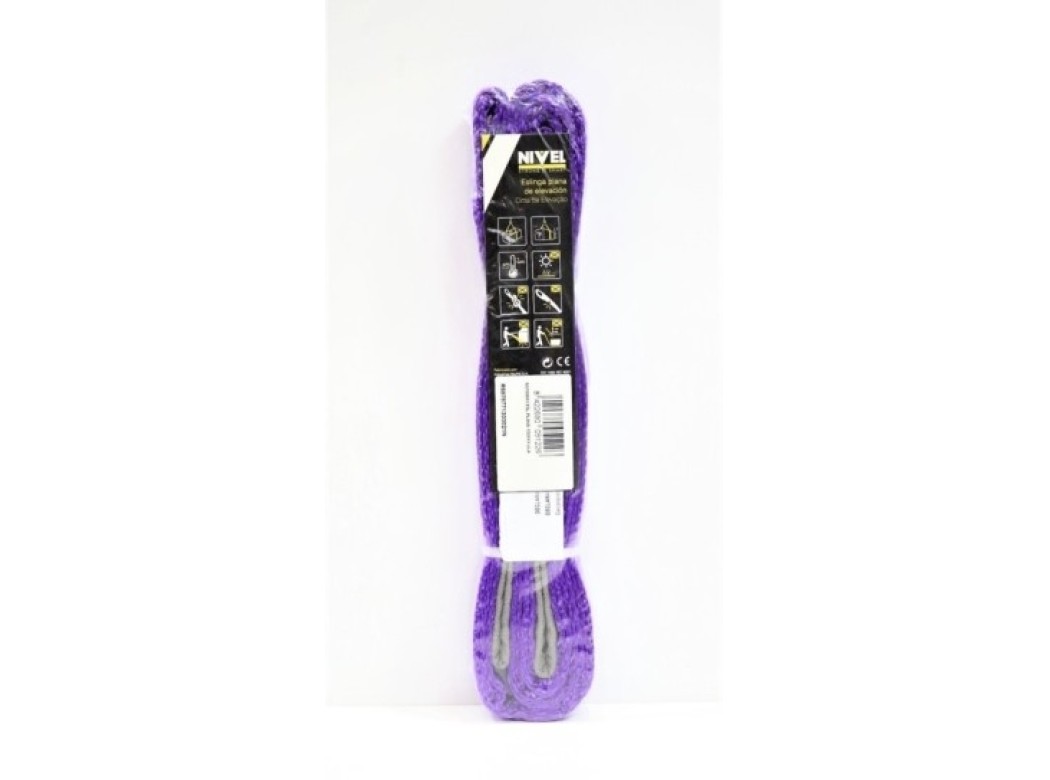 Eslinga elevac plana 1000x3mt abierta dob.banda viol nivel