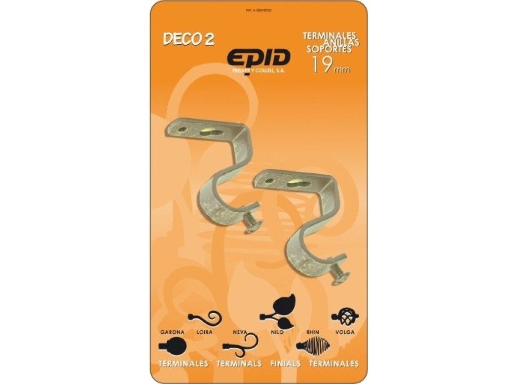 Soporte barra cort 19mm techo met crem deco 2 epid 2 pz