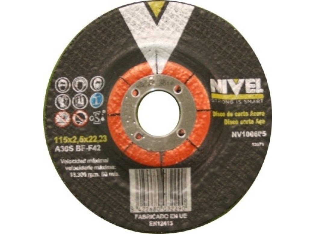 Disco corte metal 115x2,5x22 mm nivel