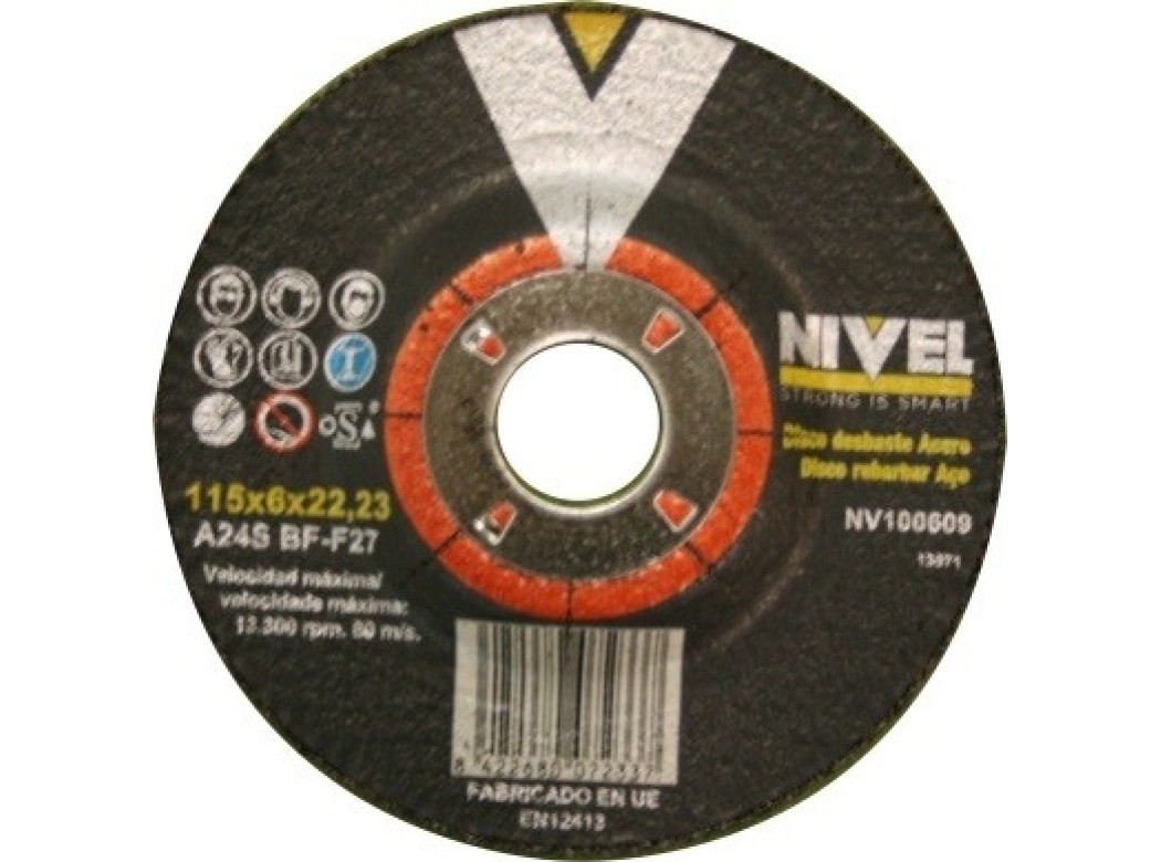 Disco desbaste metal 115x6x22 mm nivel