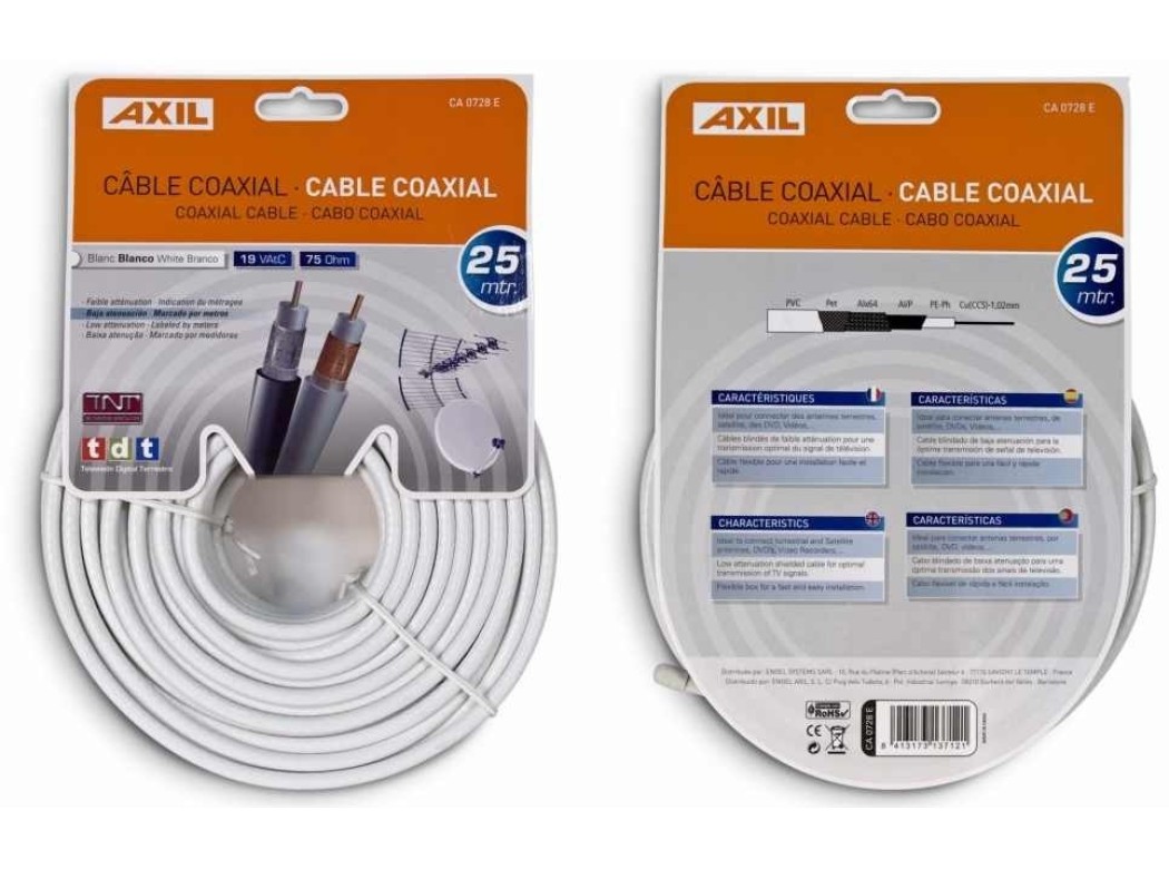 Cable antena 25mt coaxial axil 19 vatc ca 0728e 25 mt
