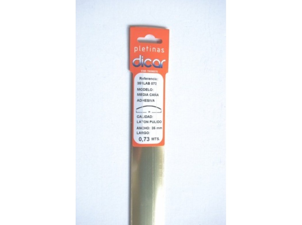 Pletina perf 73x3,5mm 1/2c adh inox lat dicar