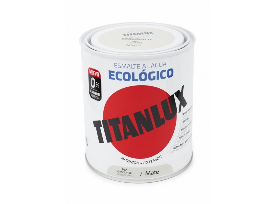 Esmalte acril mate 750 ml gr/sua al agua ecologico titanlux