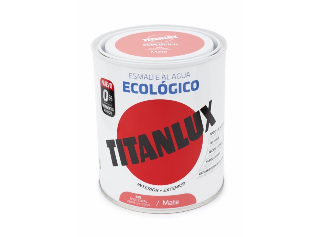 Esmalte acril mate 750 ml ro/cor al agua ecologico titanlux