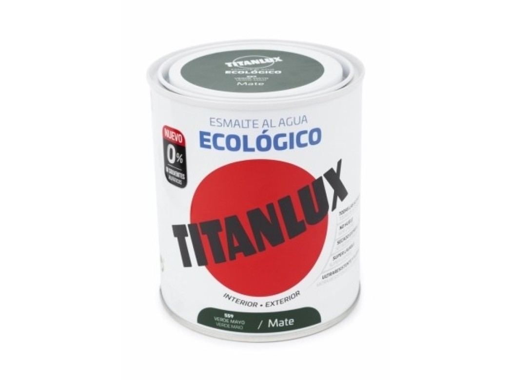 Esmalte acril mate 750 ml ver/may al agua ecologico titanlux