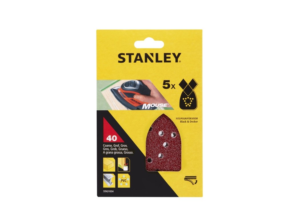 Hoja lija mouse perfor. gr40 stanley 5 pz