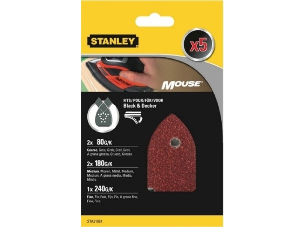 Hoja lija mouse 2xgr080+2xgr180+1xgr240 variadas stanley 5 p