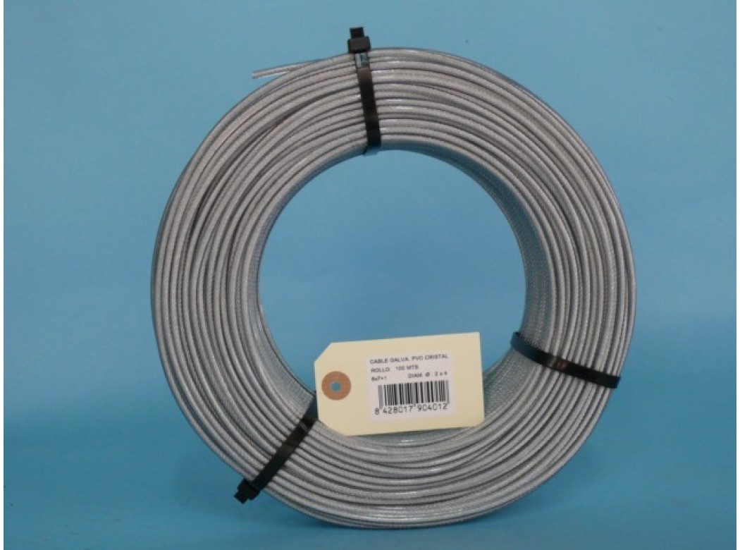 Cable acero galv 6x7+1 02mm recubierto pvc cursol 100 mt