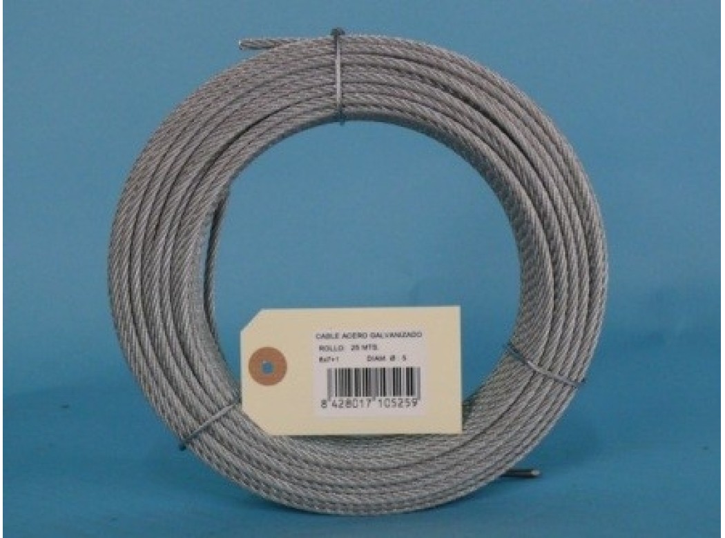 Cable acero galv 6x7+1 5mm cursol 25 mt