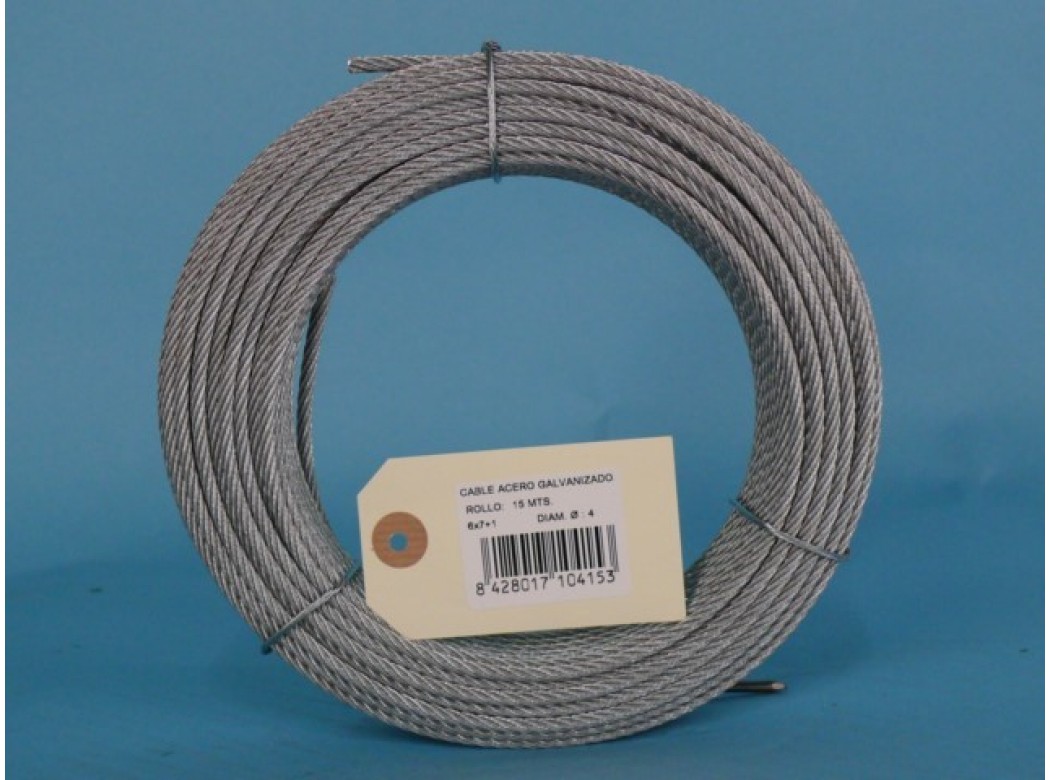 Cable acero galv 6x7+1 4mm cursol 15 mt