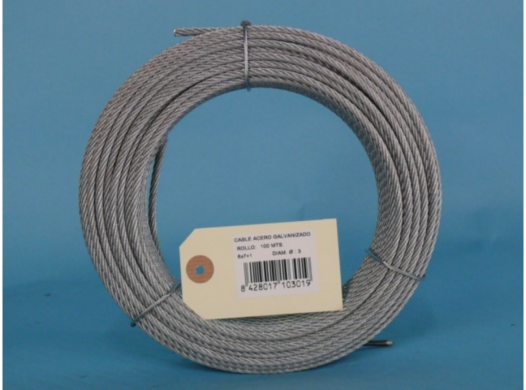 Cable acero galv 6x7+1 3mm cursol 100 mt