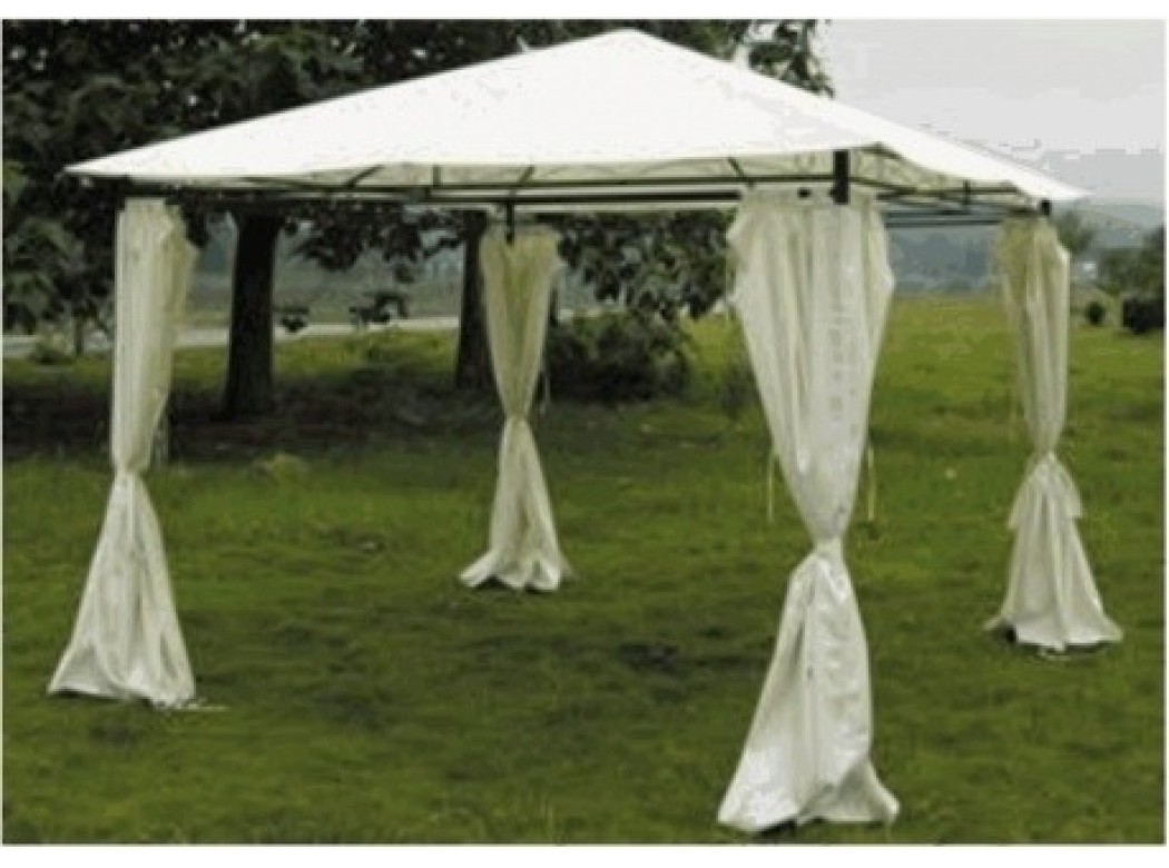 Cenador jardín 3x3 mt. natuur metálico beige con cortinas NT95610